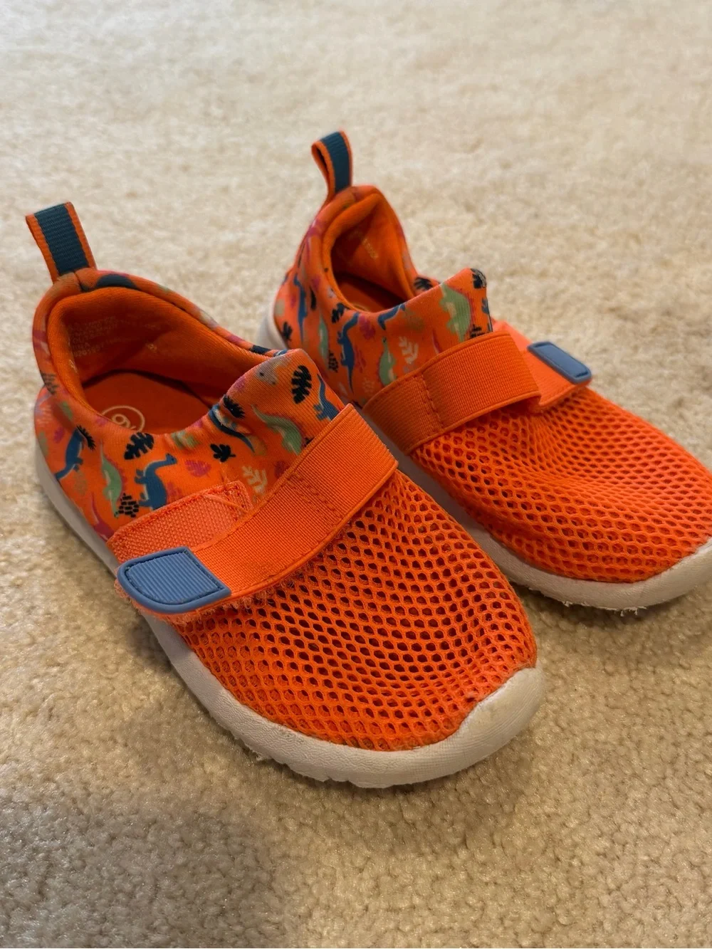 Cat & Jack Bright Orange Mesh Slip-On Water Shoes with Dino Pattern